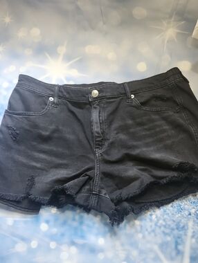 Women’s Black Distressed Denim Shorts By Aerie Size Large